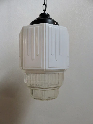 1 Large Art Deco Pendant Tiered Glass Globe Cover
