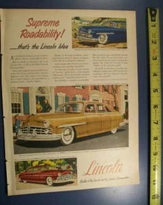 1949 Lincoln Cosmopolitan Town Sedan mid-size-mag car ad- "Supreme Roadability!" - Picture 1 of 1