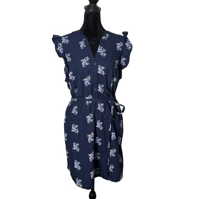 Vestido Camisa Feminino Old Navy com Cinto Manga Azul S Floral Cottagecore - Imagem 1 de 4