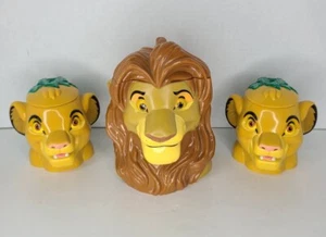 Vintage Disney On Ice The Lion King Lot of 3 Simba Mug Cup Stein Flip Lid  1998 - Picture 1 of 12