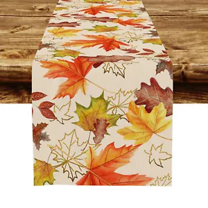 Corredor de mesa de otoño de hoja de arce naranja caída para decoración de fiestas en el hogar interiores y exteriores - Imagen 1 de 5
