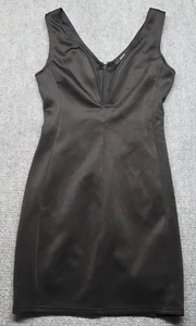Forever 21 Bodycon Dress Womens M Black Solid Scoop Neck Back Zip Sleeveless New - Picture 1 of 10