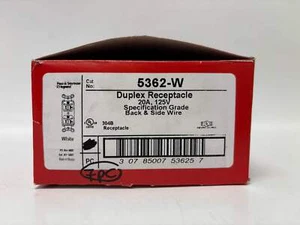 New Open 7 PC Legrand 5362-W Duplex Receptacle, 20A, 125V, Commercial Grade, Whi - Picture 1 of 7