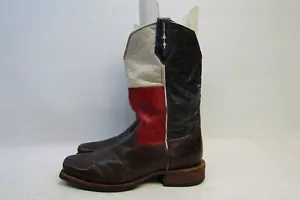 Botas de vaquero Twisted X para hombre talla 9,5 D de cuero marrón bandera de Texas punta cuadrada - Imagen 1 de 11