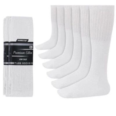 6-12-18 Pairs Men's White Tube Socks Over The Calf Sport Cotton Socks Big &Tall - Image 1 of 4