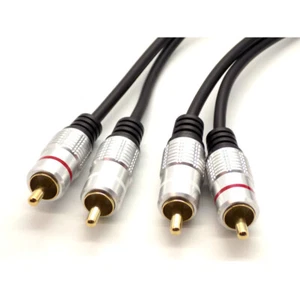 TWIN RCA PHONO CABLE PRO 2 x Male to Male DOUBLE SHIELDED AMP SUB LEAD 1 - 10m - Picture 1 of 12