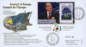CE63-III FDC Council of Europe "Visit of Mr. Sali BERISHA, Albania" 06-2012 - Picture 1 of 1