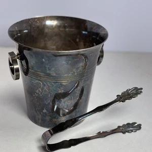 vtg 1920s Silverplate French Ice Champagne Bucket With Tongs  - Picture 1 of 5