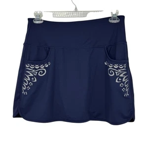 Women’s Athleta Size Med Tall Blue Polyester/Spandex Reflective Mini Chase Skort - Picture 1 of 14