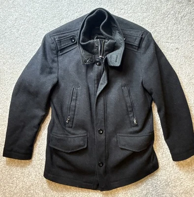 Pronto Uomo Black Quilted Jacket Mens Wool L Coat Winter Full Zip Designer - Image 1 of 4