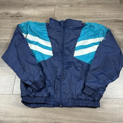 Vintage Spalding Pro Windbreaker Jacket Navy Teal White Men’s XL Nylon 90s Style - Image 1 of 4