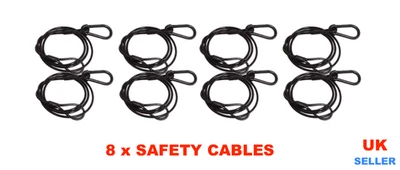 Lighting Safety Cable  QTY 8  700mm 30Kg - Black PVC Coated Stage Rigging x8 - Image 1 of 4