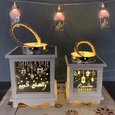 Elegante lampada a mano quadrata Ramadan luce elemento Eid Mubarak luce a sospensione Ramadan - Immagine 1 di 4