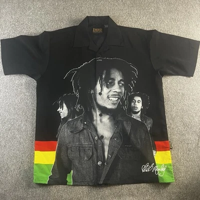 Bob Marley Vintage Black Dragonfly Button Front Short Sleeve Shirt Size M - Image 1 of 4
