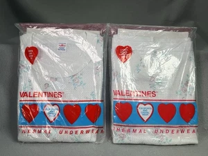 Vintage Valentines Ladies Thermal Underwear Set Floral USA Made LARGE 90s NOS - Picture 1 of 11