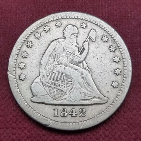 1842 O Seated Liberty Quarter 25c Better Grade XF #44589 Cover