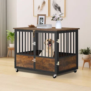 Poruace 38" Dog House Dog Kennel with Double Door For S/M Dog End Side Table - Picture 1 of 8