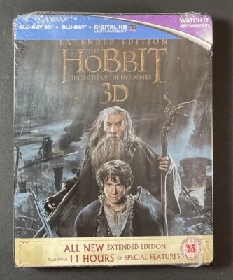The Hobbit The Battle Of The Five Armies [ Extended STEELBOOK ] (Blu-ray 3D) NEW - Image 1 of 4