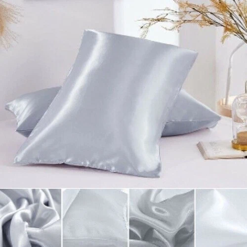 Funda de almohada 100 % pura seda morera para cabello estándar Queen fundas con cremallera ropa de cama Foto 1 de 4