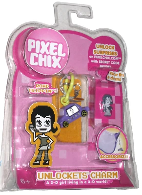 Pixel Chix púrpura carretera Trippin' coche desbloqueos encanto con personaje 2006 Mattel Foto 1 de 4