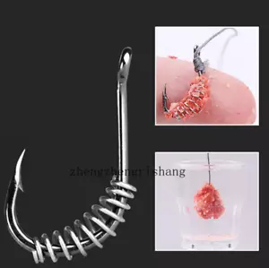 20pcs Fishing Hooks Baiting Dough Stainless Barded Fish Spring Tackle Size 6-14# - Picture 1 of 16