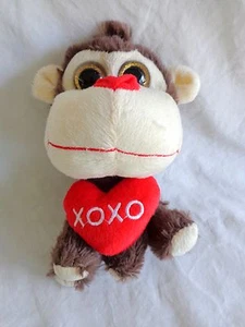 Almohada Corazón de Peluche MARRÓN MONO 7" Rojo XOXO Cara Grande Ojos Grandes 2015 San Valentín - Imagen 1 de 4
