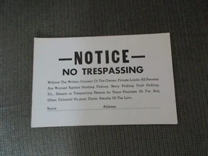 Vintage 1950's NO TRESPASSING SIGN PLACARD - Picture 1 of 2