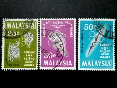 Malaysia 1965 3rd SEAP GAMES Kuala Lumpur Complete Set - 3v Used #6 - Image 1 of 2