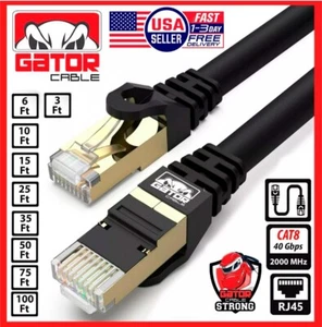 Kabel Ethernet Cat 8 RJ45 Super Speed 40Gbps Patch LAN Network Pozłacana partia - Zdjęcie 1 z 121