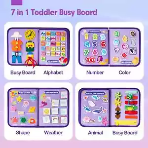 Montessori Felt Busy Board Toddlers Interactive Sensory Toy Quiet Book Purple - Picture 1 of 8