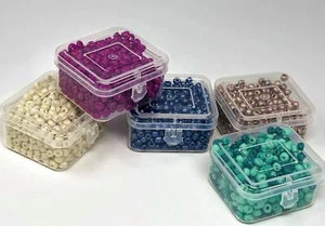 Glass 3-4mm Seed Beads 5 Colors! 200 grams, 5 Flip Top Plastic Storage Boxes #2 - Picture 1 of 7