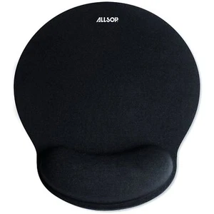 Ergonomic Black Mouse Pad With Raised Wrist Rest And Large Round Area - Picture 1 of 8