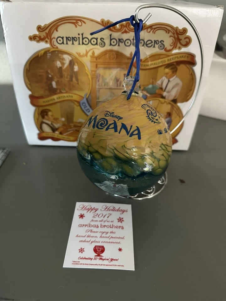 Rare Disney Arribas Bros Moana Heavy glass 4” Moana Ornament stand box LE - Image 1 of 4