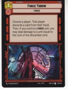 Star Wars Unlimited Card SOR167 - Force Throw - Picture 1 of 1