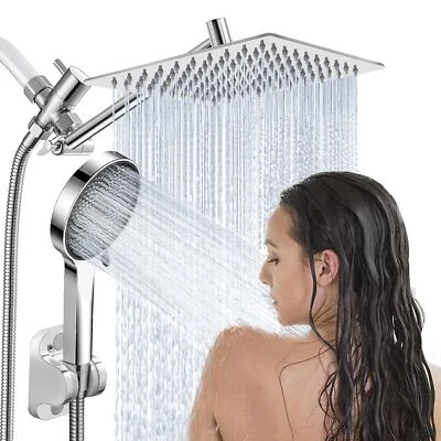 "Cabezal de ducha de lluvia de 8"" con combo de pulverización portátil con extensión ajustable en ángulo de 11""" Foto 1 de 4