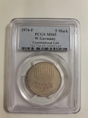 1974-F W. Germany Constitutional Law 5 Mark PCGS MS65  - Image 1 of 4