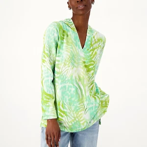 Susan Graver Weekend Printed Regular French Terry Long Sleeve Tunic XXS *NEW* - Picture 1 of 4