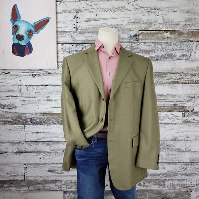 Blazer Jos A Bank Para Hombres Tres Botones Lana Seda Ramie Verde Tostado Talla 44R Foto 1 de 4