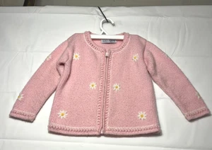Alpaca Nature Brand Toddler Girls Pink Sweater Cardigan daisy zip alpaca wool - Picture 1 of 15