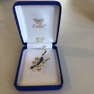 Ariki Paua Muschel Anstecknadel Brosche - eidechsenblau - aus Neuseeland - vergoldet EUC - Bild 1 von 12