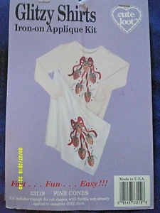 Cute Loot Glitzy Shirts "Pine Cones" Iron On Applique Kit - Picture 1 of 2