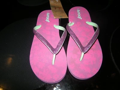 New Girls Purple & Green Reef Little Stargazer Luxe Flip Flops, 4 / 5 - Image 1 of 3