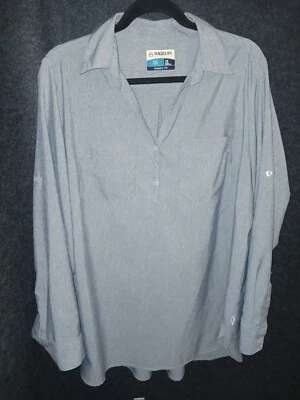 Camisa Magellan Fish Gear para mujer 1X gris azul manga larga lengüeta enrollable ajuste clásico  Foto 1 de 4
