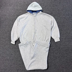 Vintage 80s Macgregor Blank Sweatshirt Hoodie Sweatpants Set - Mens Sz L/XL Gray - Picture 1 of 6