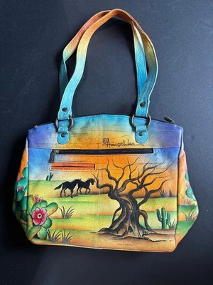 Anuschka Hand Painted  Leather Handbag Purse Brand New - Image 1 of 4