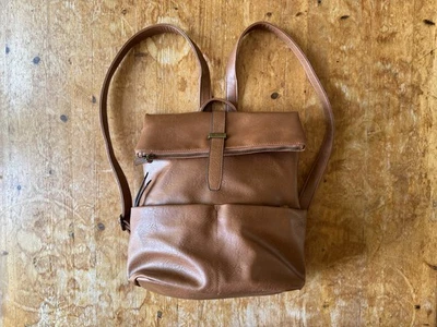 WOMENS NEXT BROWN FAUX LEATHER BACKPACK BLACK WORK LAPTOP RUCKSACK BAG - Image 1 of 4