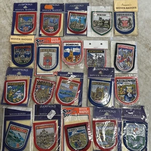 Lot 25 Vintage Sampsons Woven Souvenir Badge Patches Europe Germany Sew Iron NEW - Picture 1 of 6