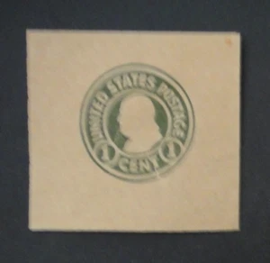 US Stamped Envelope U426 1c 1915-32 Cut Square Green on Brown Full Corner - Picture 1 of 2
