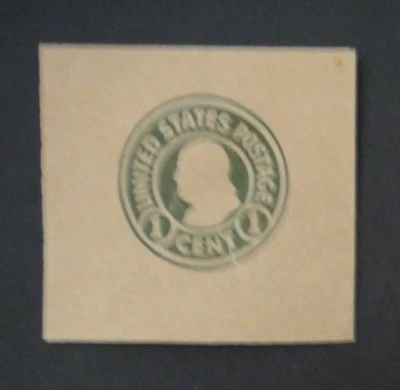 US Stamped Envelope U426 1c 1915-32 Cut Square Green on Brown Full Corner - Image 1 of 2