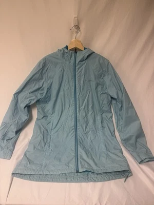 Chaqueta cortavientos Columbia para mujer con capucha, talla grande, azul, cremallera completa Foto 1 de 4